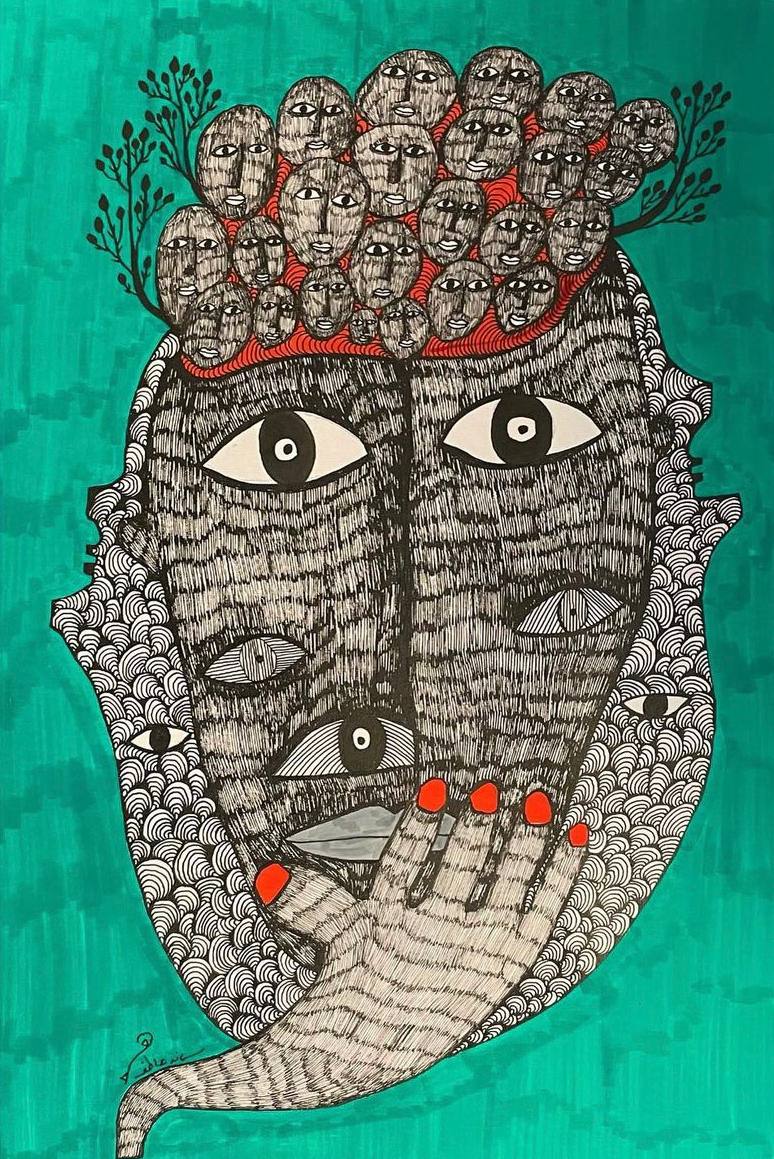 02_Samaneh Atef_2 pen on canvas 20x30 cm_2021