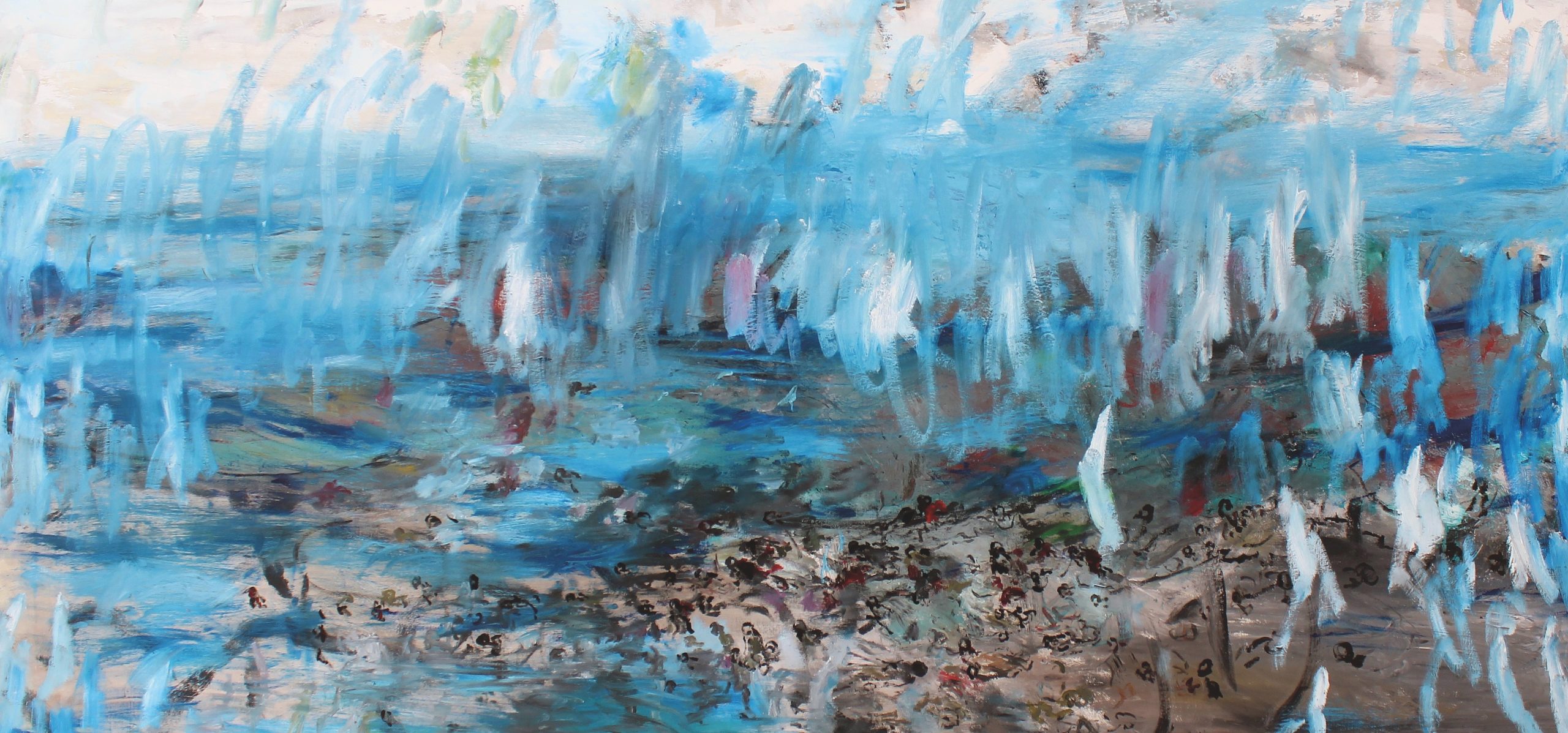 63-Mar d’oggi, Mer d’haujoud’hui, 2017, olio su tela, cm 117x244