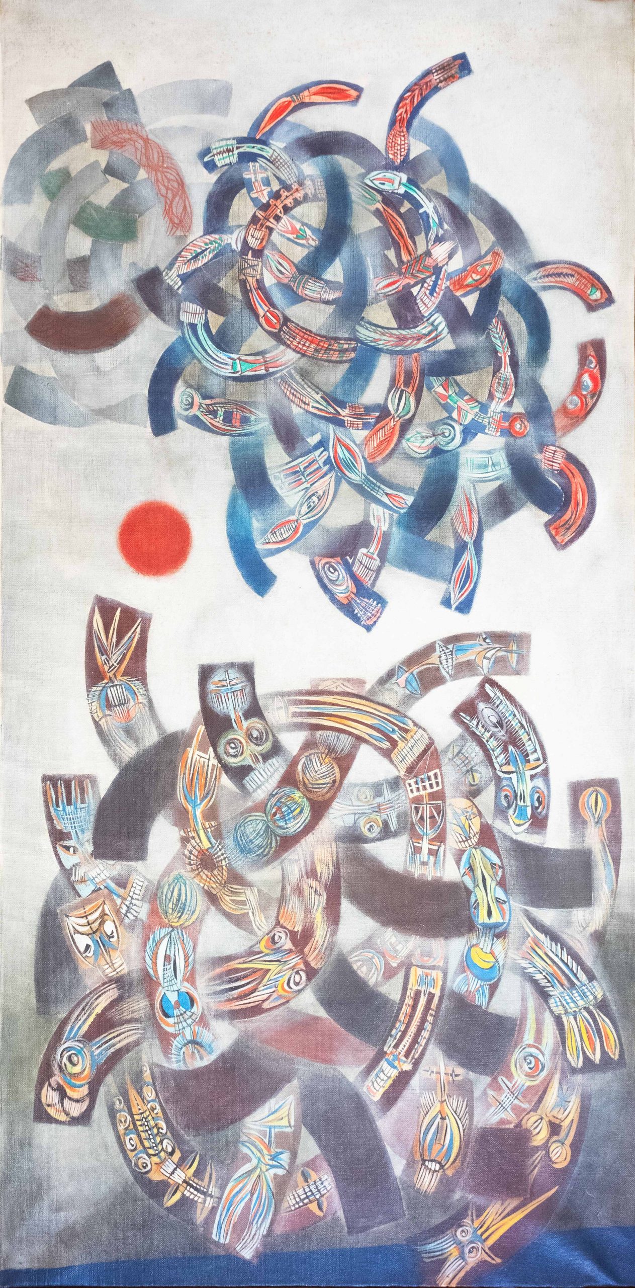 Attorno alla Treccia, 1961, smalto su tela, cm 100x50