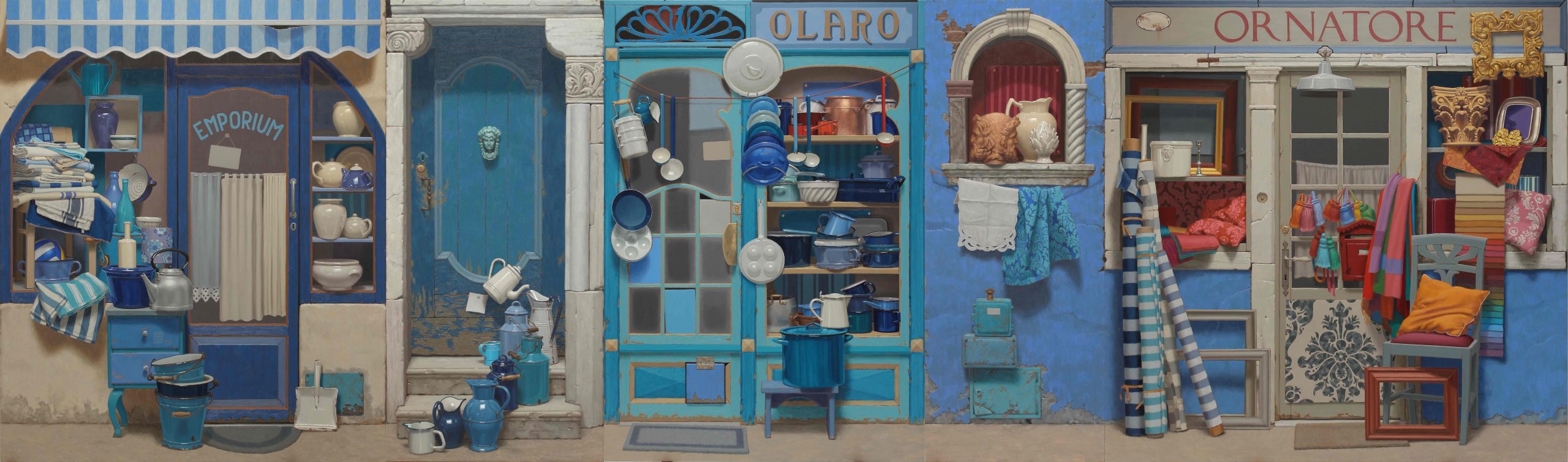 BOTTEGHELLE STREET - 2019,20 olio su tavole 180 x 620 cm