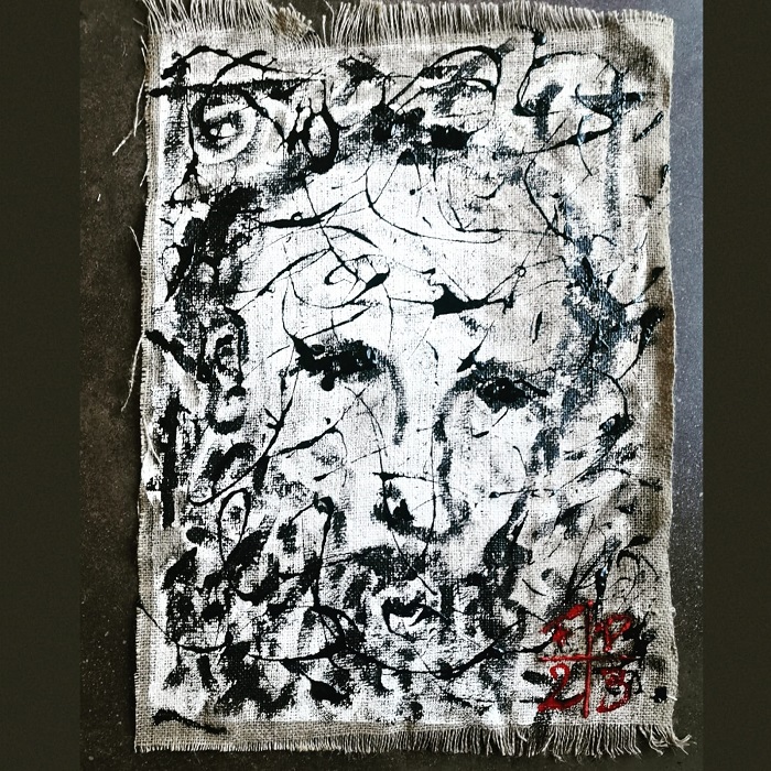 Francesco Patanè He The perfect woman Asfalto e Acrilico su juta 60x65