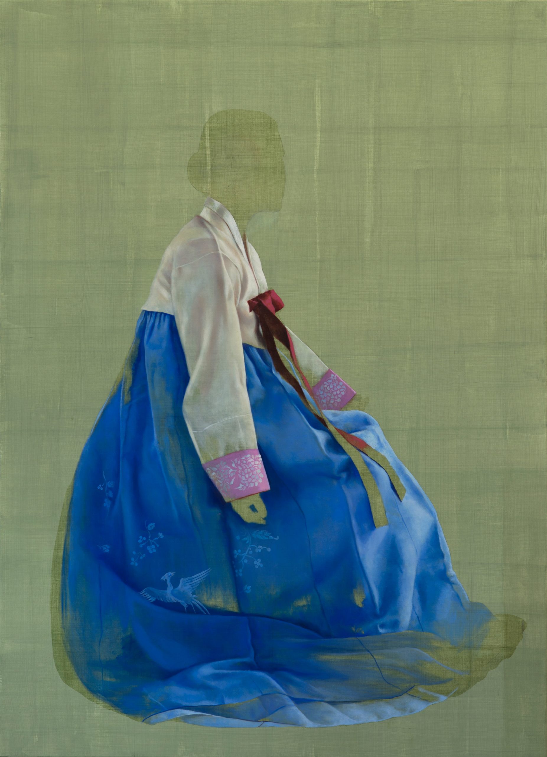 Hanbok in Blue and White, 180 x 130 cm, oil on linen, 2022