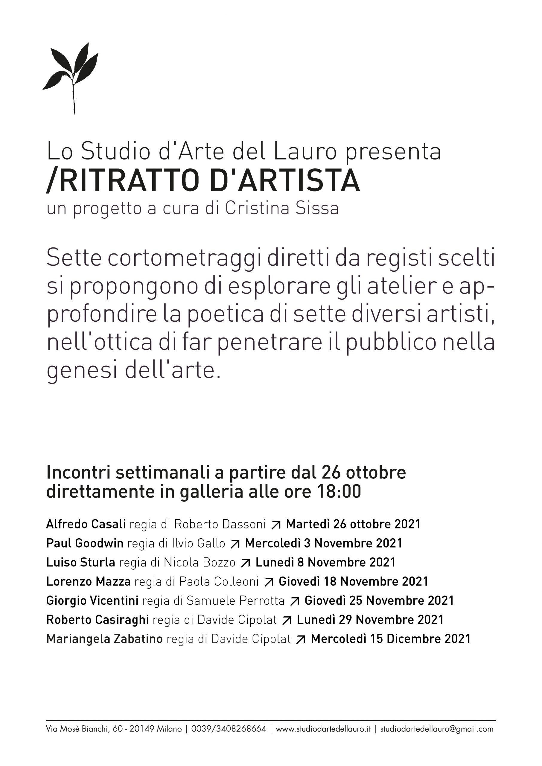 INVITO Ritratto d'artista
