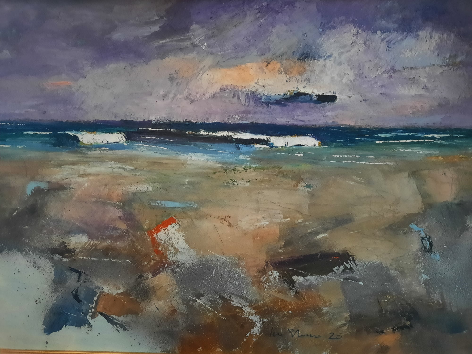 Ivo Stazio, Temporale in mare, olio su tela, cm 70x100, 2020