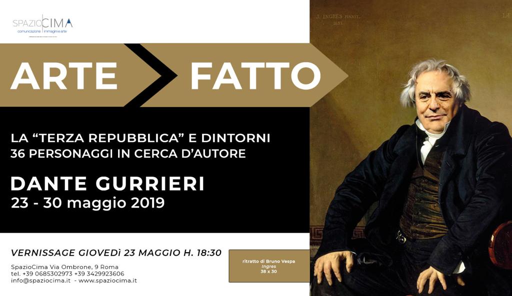 Locandina Mostra Dante Gurrieri fotomontaggio Bruno Vespa