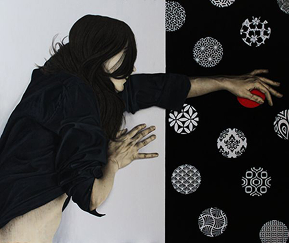 Luigina Luzii, Sto cercando qualcosa - 120x100 - grafite e olio su tavola - 2019