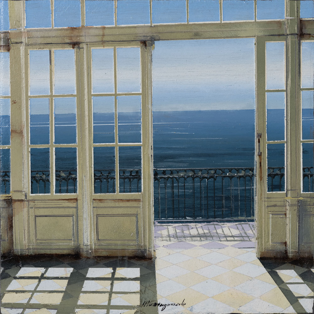 MASSAGRANDE-MATTEO,-Vetrata,-2019,-tecnica-mista-su-tela-riportata-su-tavola,-20x20-cm