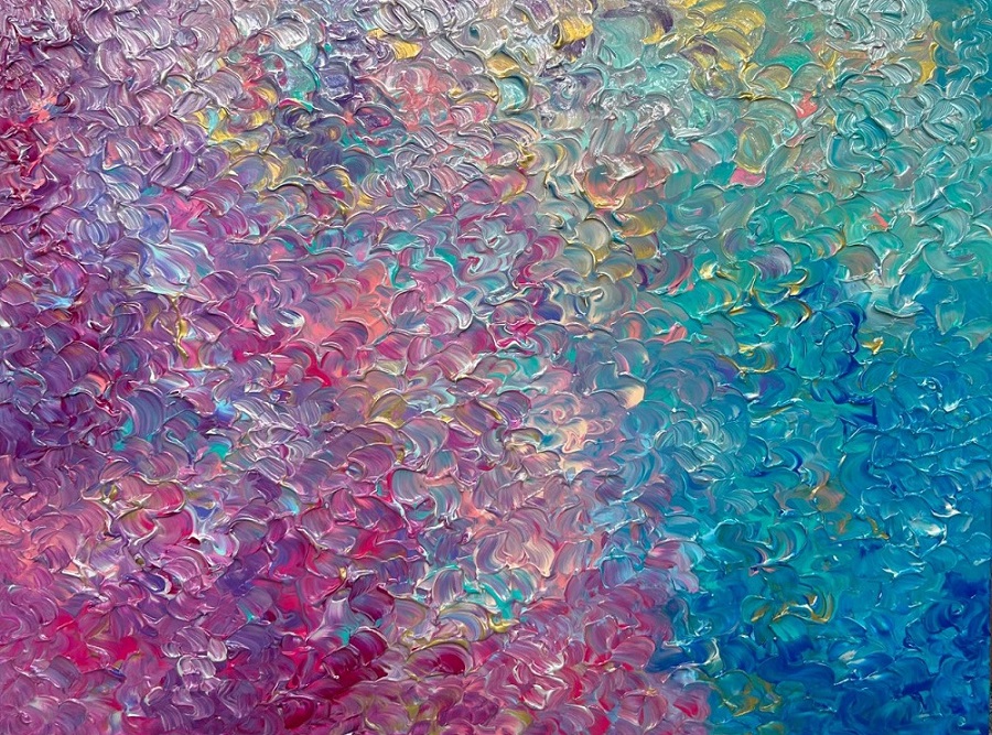 Manuela Carnini, in ate FRIDAMI, SENTIMENTO OCEANICO dalla Serie Le TAVOLOZZE, tecnica mista, 60x80, 2024