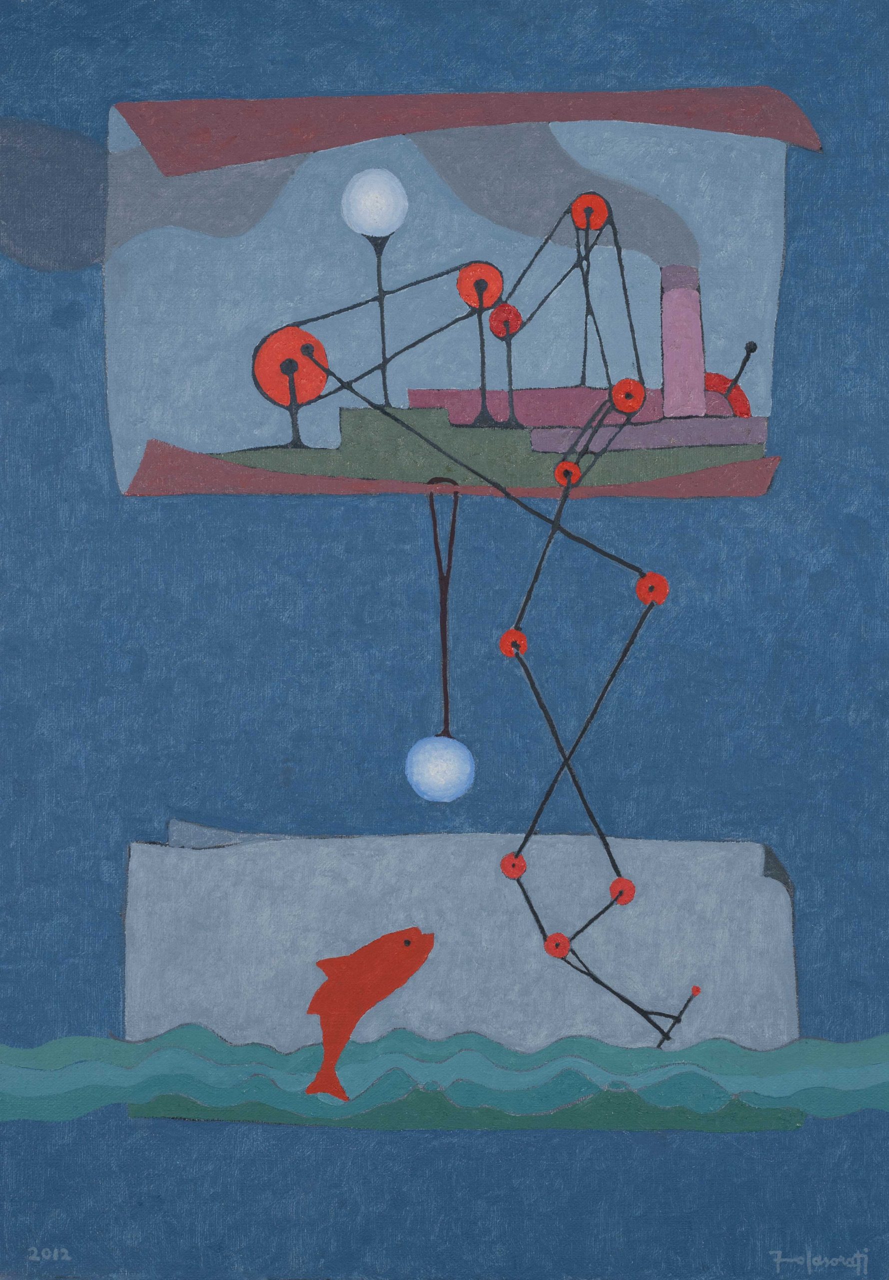 Marchingenio-che-disegna-il-mare,-2012.-Olio-su-tela,-100x70-cm copy