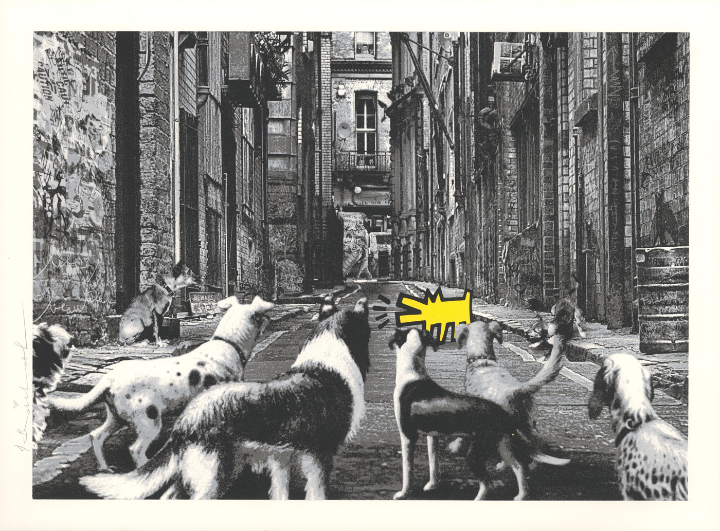 Mr.Brainwash-AlleyDogs-Yellow-56x76cm-EP22_P