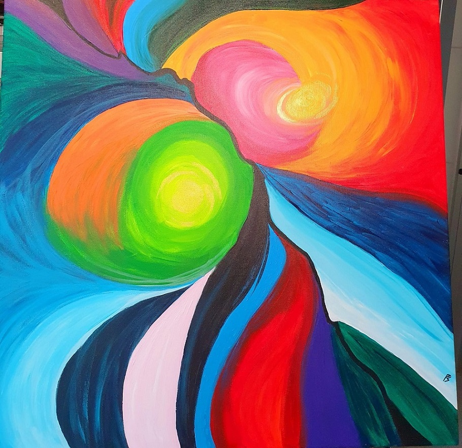 Salomè Paola - Contatto, Acrilico su tela, cm 80x80