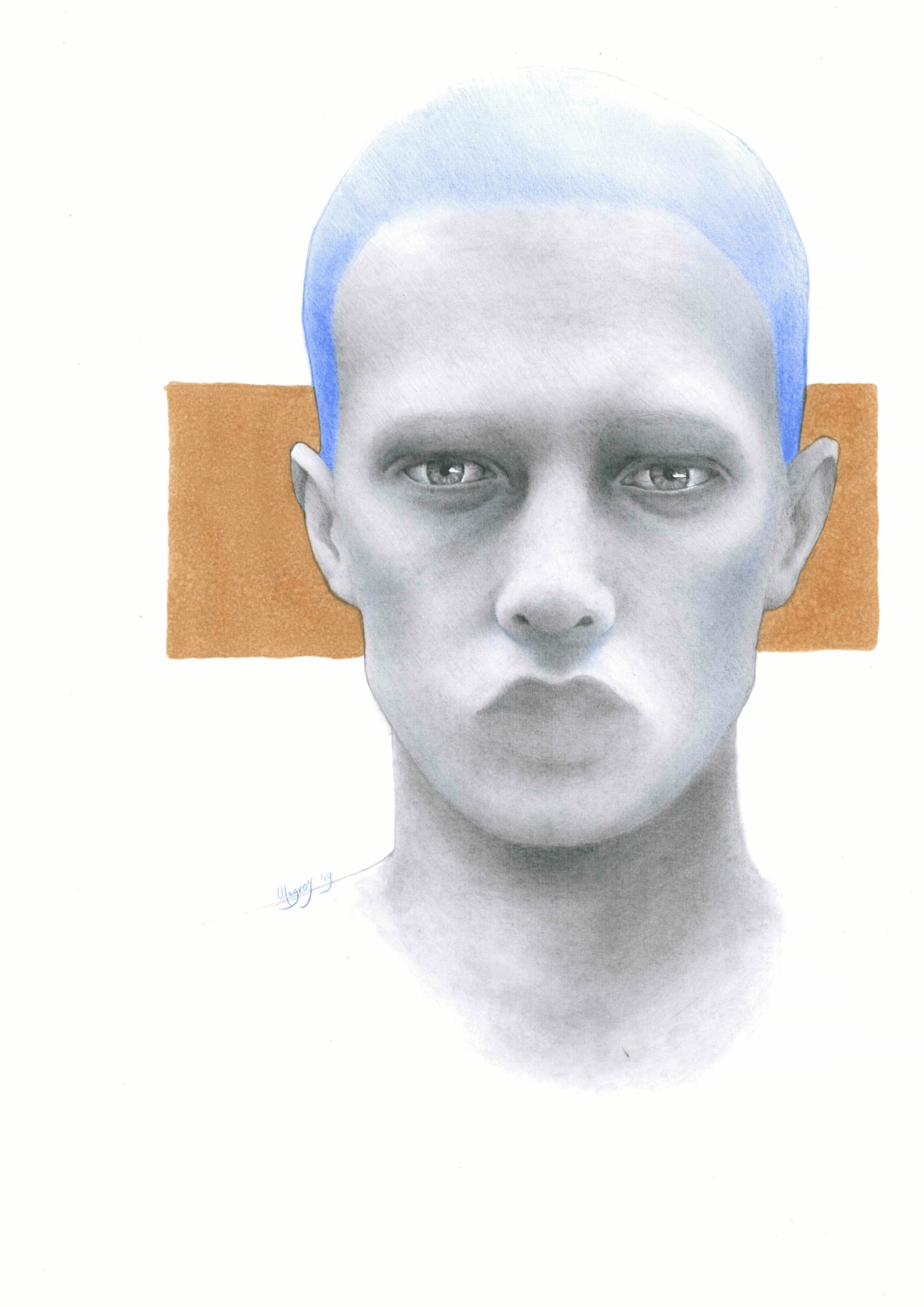 VOLTO MASCHILE CUFFIA BLU