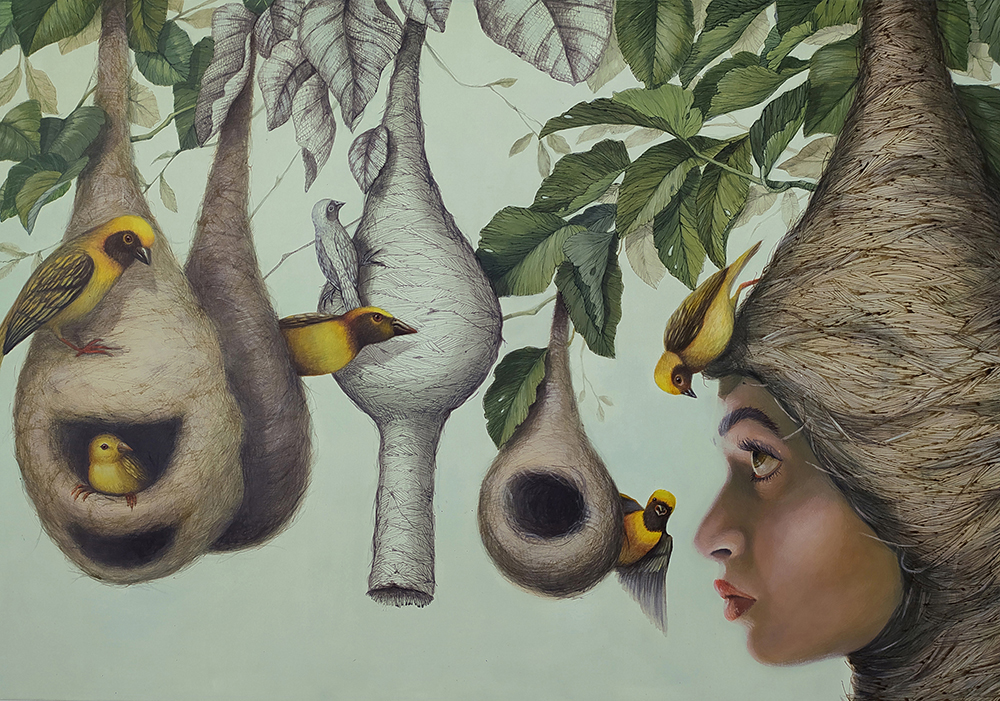 Vania Elettra Tam - Kimere tessitrici - 2021 - 70x100 cm - acrilico su tela