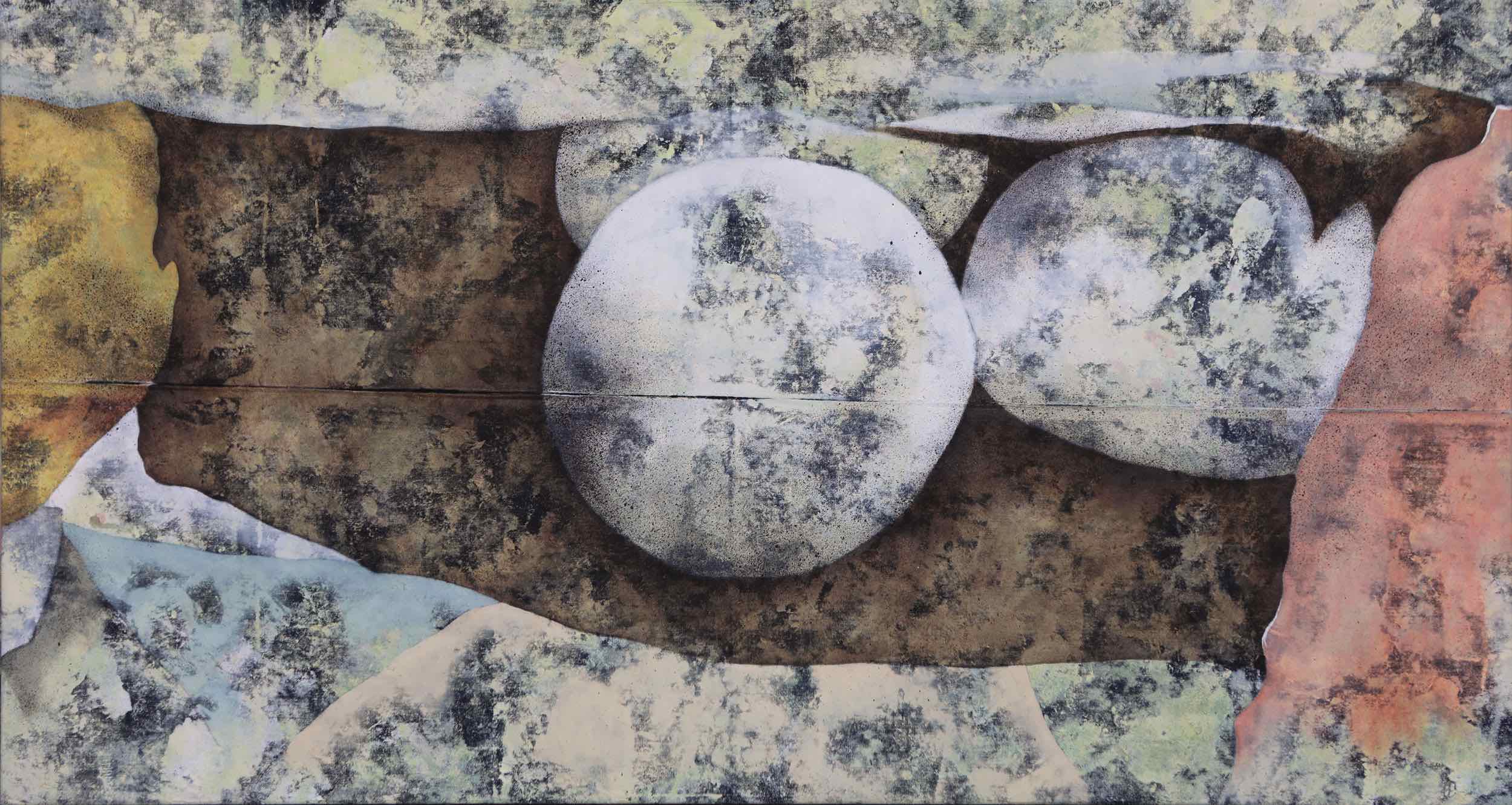 microsfere - tecnica mista su tessuto - 81x150cm - 2020